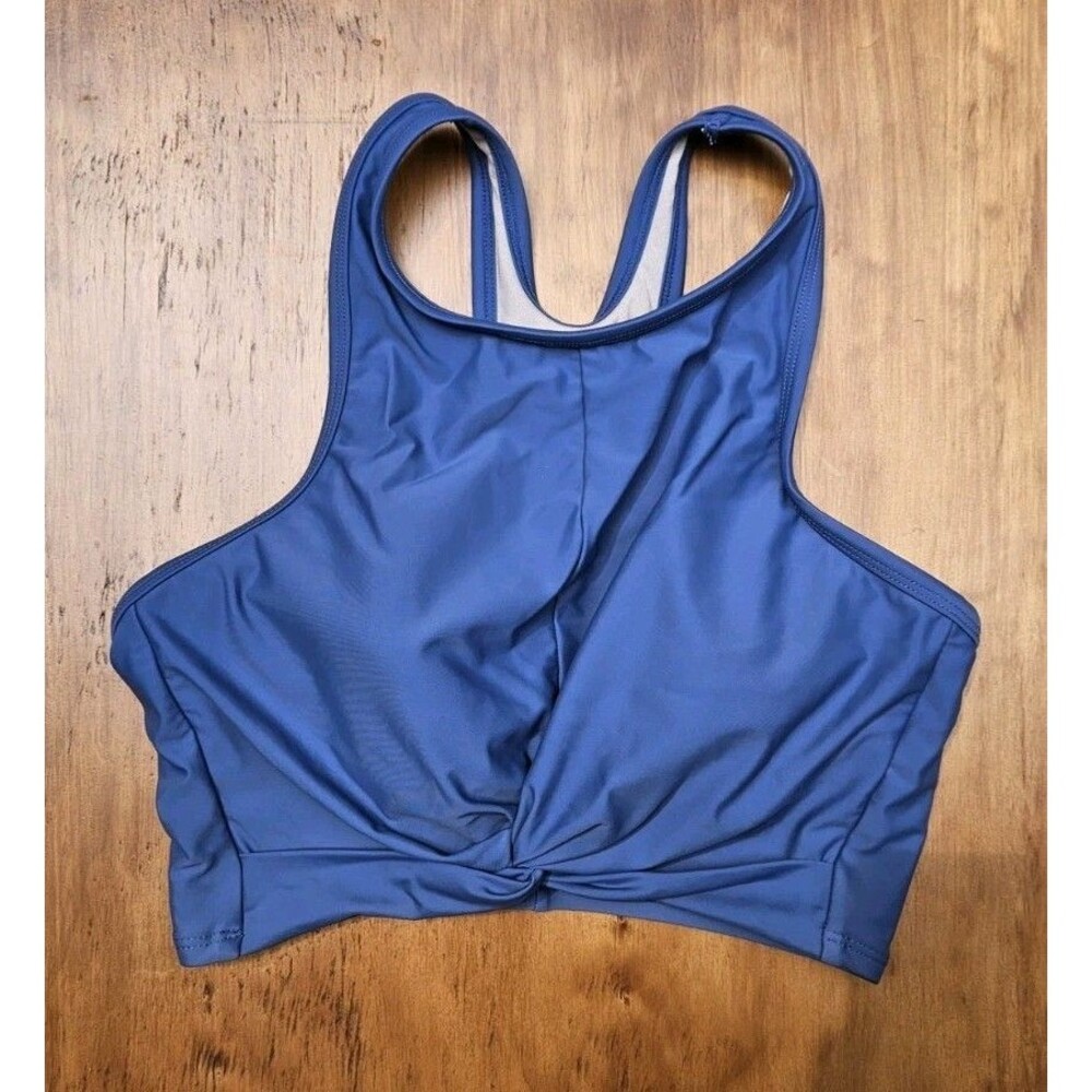 Women's Kona Sol Longline Twist Bikini Top size Small S Blue Tankini